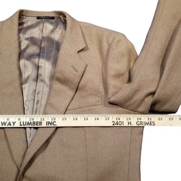 Mens Vtg Y2K Bartolini Blazer Sport Coat Camel Hair Wool Herringbone Gold Button - Picture 9 of 11